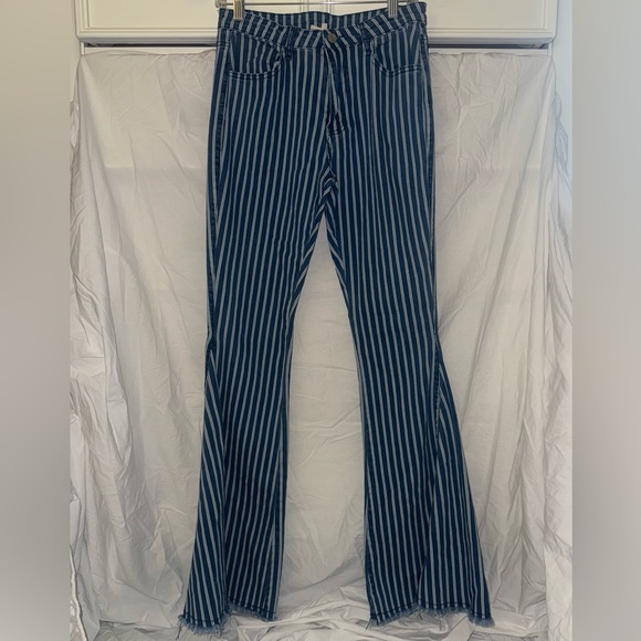 Altar'd State Navy Striped Jeans - Picture 1 of 5